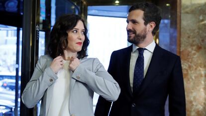 Isabel Díaz Ayuso y Pablo Casado el 16 de enero en Madrid.