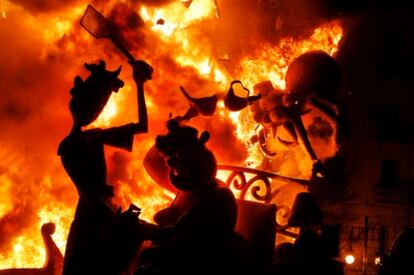 Cremà de una falla de Valencia en las pasadas fiestas falleras