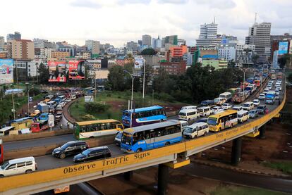 Atasco urbano en Nairobi (Kenia) el 15 de mayo de 2020.