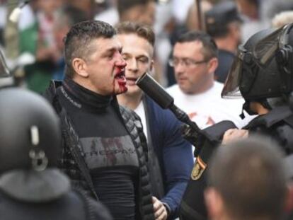 Os poloneses enfrentaram os agentes nas proximidades do Santiago Bernabéu