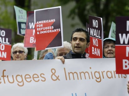 Una protesta a favor de inmigrantes y refugiados, en mayo en Seattle