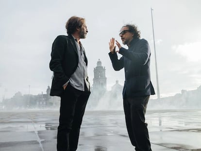 Imagen del rodaje de 'Bardo', con Alejandro González Iñárritu y el actor Daniel Giménez Cacho.