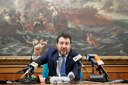 Matteo Salvini, en una rueda de prensa el 17 de febrero en Roma.