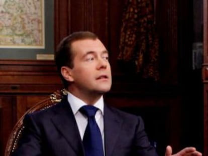 El presidente ruso, Dmitry Medvedev, durante su entrevista televisiva del viernes.