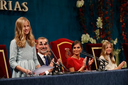 La princesa Leonor, durante la ceremonia de entrega de los Premios Princesa de Asturias 2019, el 18 de octubre de ese año.