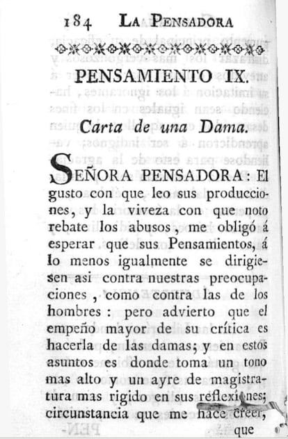 Ejemplar de 'La Pensadora Gaditana', editado por Beatriz Cienfuegos, en una reedición de 1786