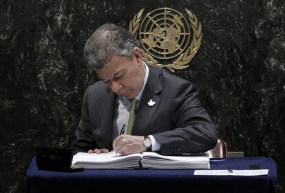 Santos, durante su visita a la ONU la semana pasada. 