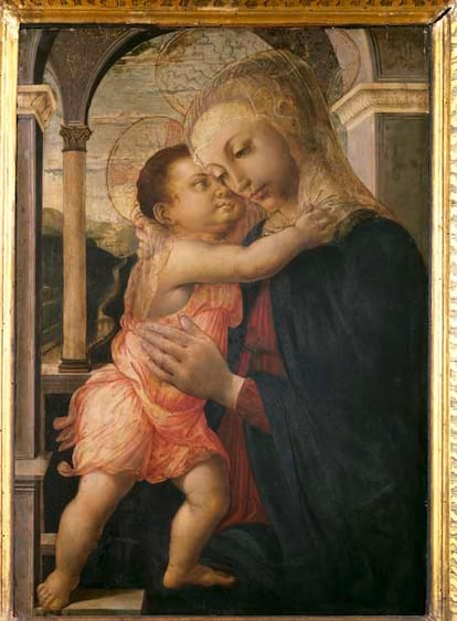 Alessandro di Mariano Filipepi, Sandro Botticelli (Florencia 1445-1510) 
&#39;Virgen con el niño&#39;: c. 1466-1467 / Óleo sobre tabla / 72 x 50 cm