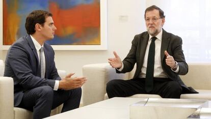 Rivera y Rajoy durante su reuni&oacute;n en La Moncloa.