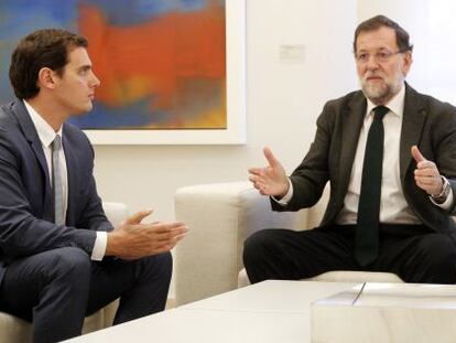 Rivera y Rajoy durante su reuni&oacute;n en La Moncloa.