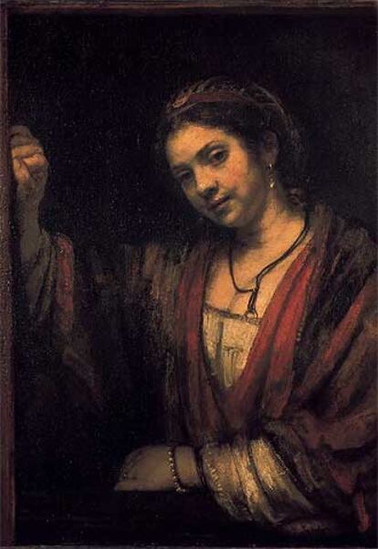 <i>Mujer en la puerta</i> (hacia 1655), de la Gemäldegalerie de Berlín.