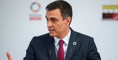 El presidente del Gobierno, Pedro Sánchez, preside la presentación del Plan de Modernización de la Formación Profesional, en Moncloa, Madrid (España), a 22 de julio de 2020.
 