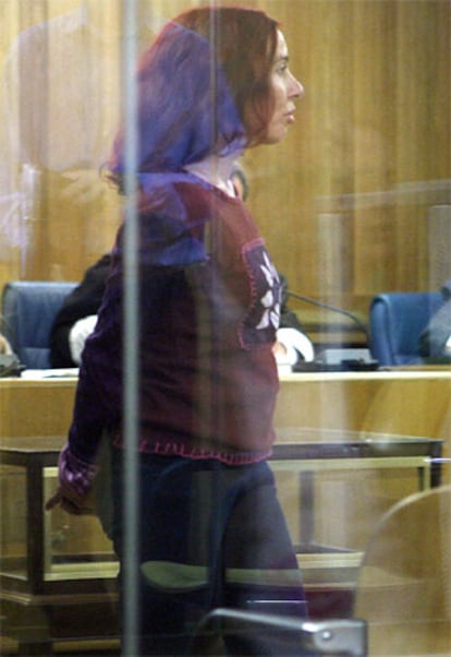 La etarra Inés del Río, durante su comparecencia como testigo en el juicio a la dirigente etarra Belén González Peñalva, <i>Carmen</i>.