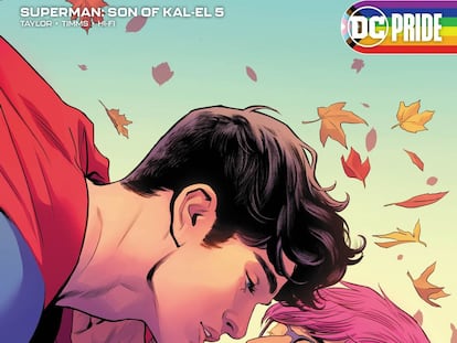 Capa alternativa de ‘Superman: Son of Kal-El’ 5, onde Jon Kent sai do armário.
