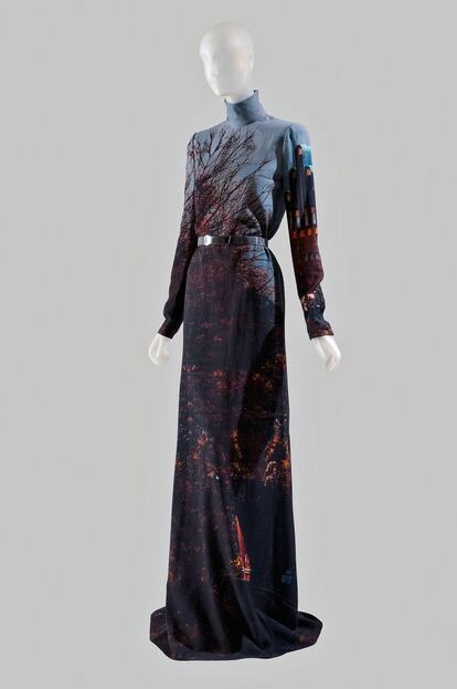 Vestido estampado de muselina de Akris (2011)