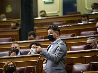 Gabriel Rufián, portavoz de ERC, el pasado miércoles en el Congreso de los Diputados.