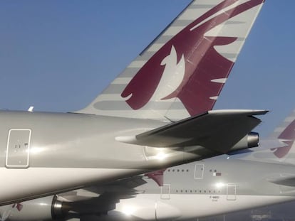 Dos de los A350 de Qatar Airways.