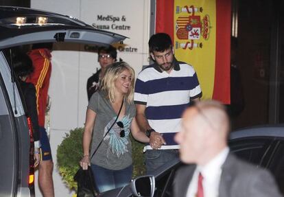 Shakira y Gerard Piqué, el domingo en Gdansk.