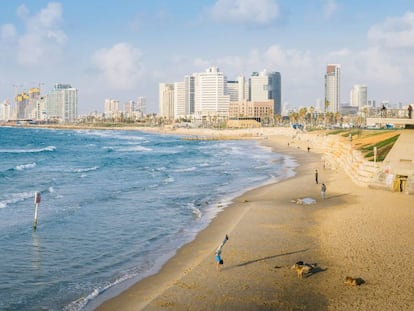 Playa de Tel Aviv, con el barrio de Neve Tzedek al fondo.