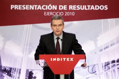 El consejero delegado de Inditex, Pablo Isla, en la presentación de resultados del grupo.