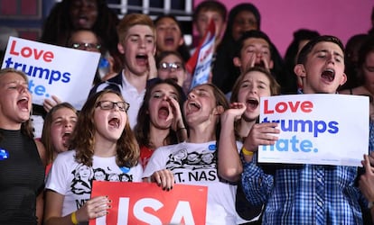 Seguidores de Hillary Clinton en Iowa.
