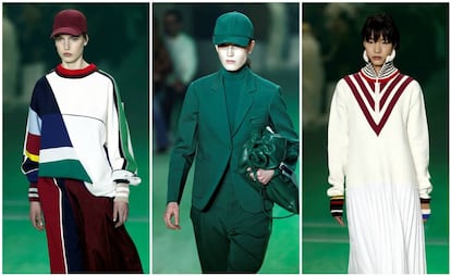 Colección femenina Otoño/Iniverno 2019/2020 de Lacoste durante la Semana de la Moda de París, este martes, en Francia.