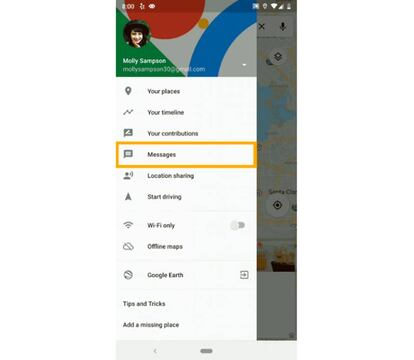 La nueva sección donde se encontrarán los Mensajes de Google Maps