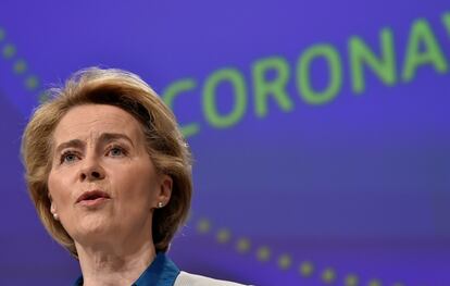 La presidenta de la Comisión Europea, Ursula von der Leyen, durante un acto en Bruselas, este mes.