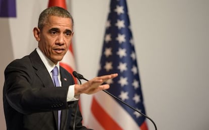 El presidente Obama durante la rueda de prensa.