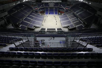 Gradas e instalaciones del WiZink Center de Madrid vacías durante la crisis del coronavirus.