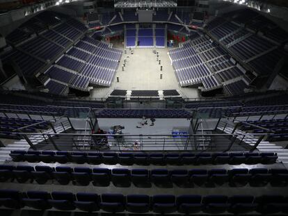 Gradas e instalaciones del WiZink Center de Madrid vacías durante la crisis del coronavirus.