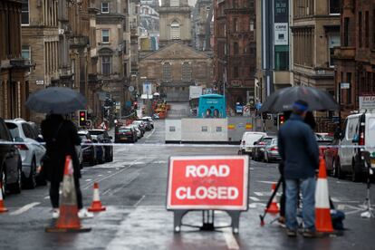 Una calle acordonada cerca del hotel de Glasgow en el que tuvo lugar el ataque el pasado viernes.