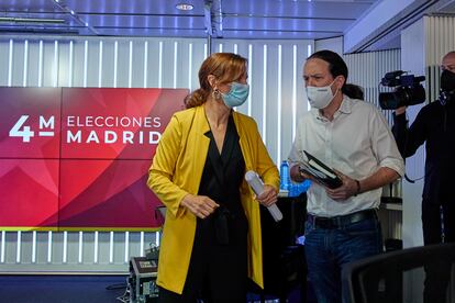 candidata de Más Madrid, Mónica García con el candidato de Unidas Podemos Pablo Iglesias