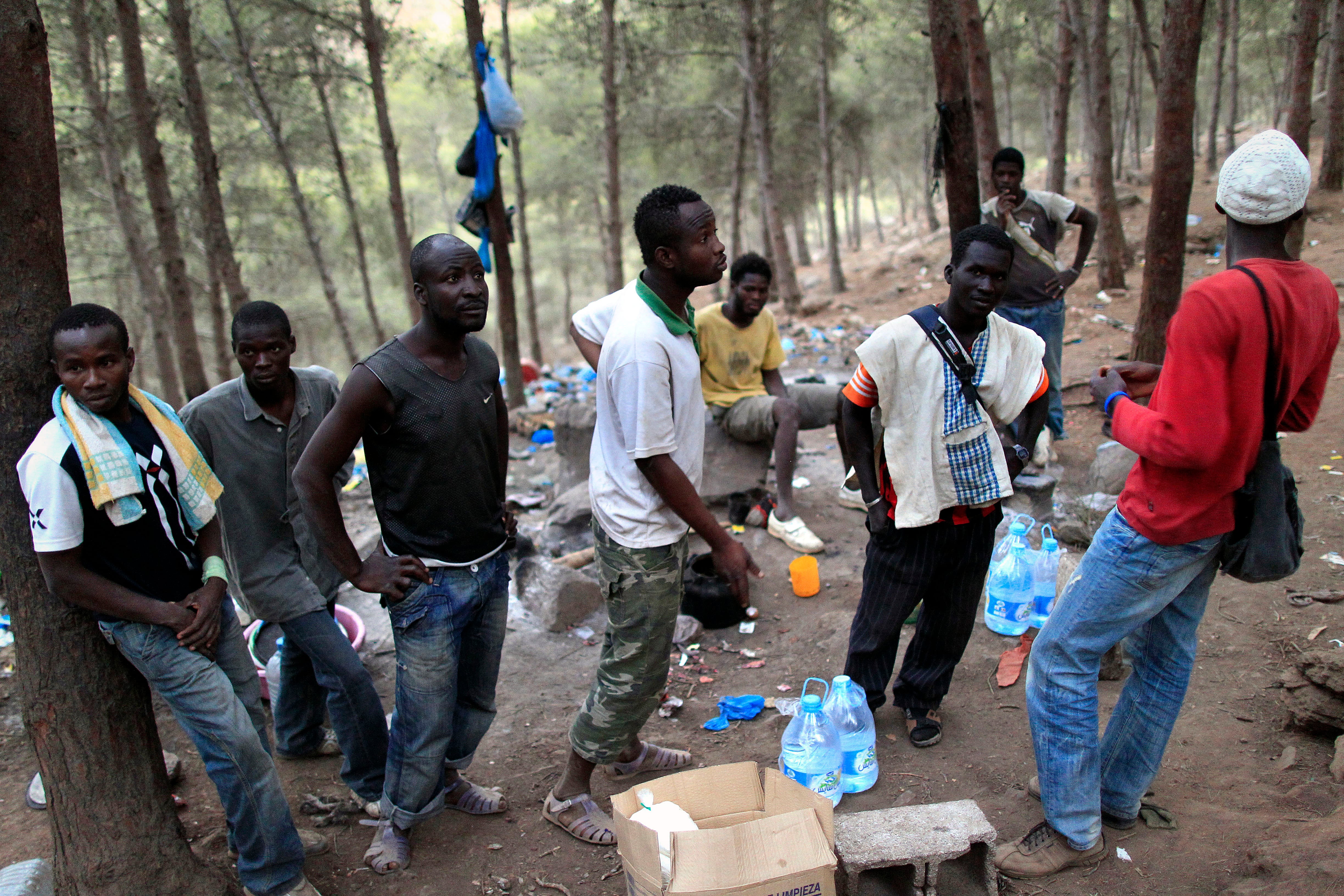 Inmigrantes subsaharianos en el monte Gurugú, en agosto de 2012.
