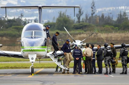 expolicía Germán Cáceres (c), principal implicado en un caso de femicidio que indignó a la sociedad ecuatoriana