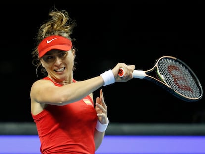 Paula Badosa, durante el partido contra Rybakina en Glasgow.