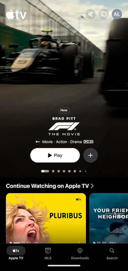 Inicio de la app Apple TV para Android con Google Cast