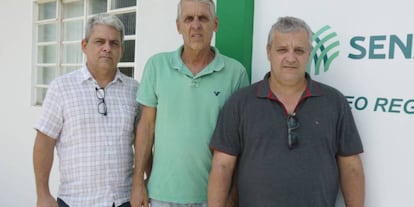 Os fazendeiros Renato Frossard (esq), Flavio Frossard (centro) e Silvério Fernandes (dir).