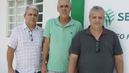 Os fazendeiros Renato Frossard (esq), Flavio Frossard (centro) e Silvério Fernandes (dir).