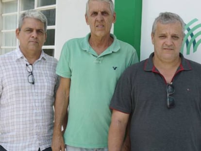 Os fazendeiros Renato Frossard (esq), Flavio Frossard (centro) e Silvério Fernandes (dir).