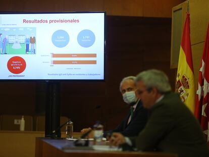 El consejero de Sanidad de la Comunidad de Madrid, Enrique Ruiz Escudero, informa sobre la situación epidemiológica y asistencial por coronavirus en la región el pasado 23 de julio .
