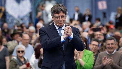 Carles Puigdemont en la presentación de su candidatura a las elecciones del 12 de mayo.