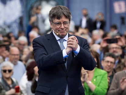 Carles Puigdemont en la presentación de su candidatura a las elecciones del 12 de mayo.