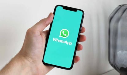 Logo en un móvil de la app WhatsApp