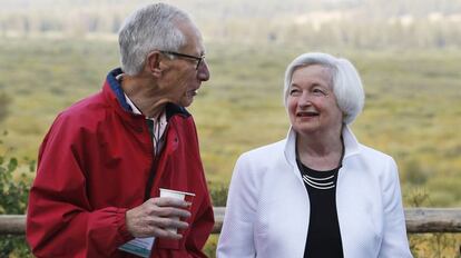 Janet Yellen, a la derecha, en Jackson Hole.