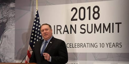 El secretario de Estado de EE UU, Mike Pompeo, en una cumbre sobre Ir&aacute;n celebrada en la ONU.