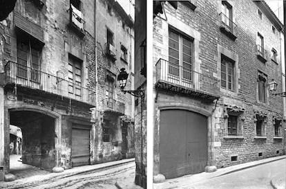 La Casa Reart, hoy Palacio Berenguer Aguilar, antes y después de las obras de reforma de 1965. /AFB