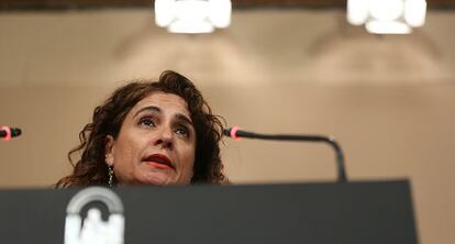 María Jesús Montero, este martes tras el Consejo de Gobierno.