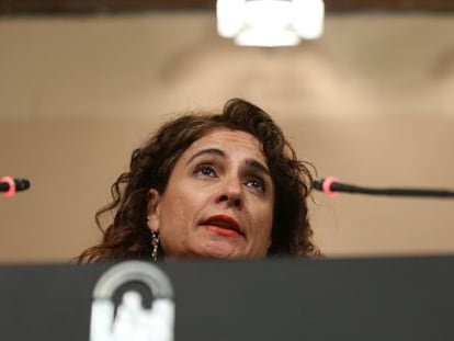 Mar&iacute;a Jes&uacute;s Montero, este martes tras el Consejo de Gobierno. 