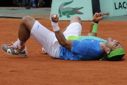 El tenista español Rafael Nadal celebra su triunfo en la final de la pasada edición de Roland Garros